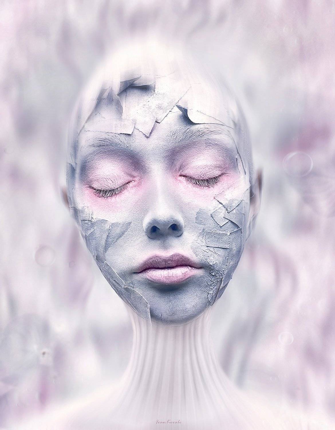 Пробуждение. Автор: Ковалёв Иван портрет, лицо, пластырь, девушка, болезнь, утро, избавление, свет, круги, скорлупа, пробужение, Ковалёв Иван