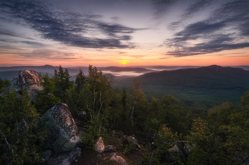 рассвет, горы, башкирия Рассвет на г.Кирель (1162м) в Башкирии.photo preview