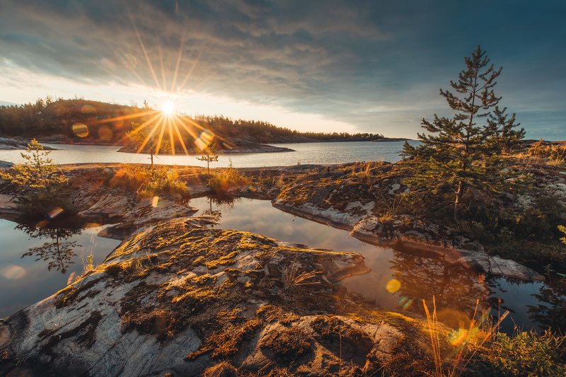 пейзаж, утро, рассвет, карелия в искрах светаphoto preview