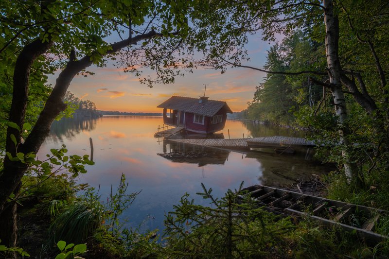 finland, sauna, tilt, sunset Drunken Sauna, Finlandphoto preview