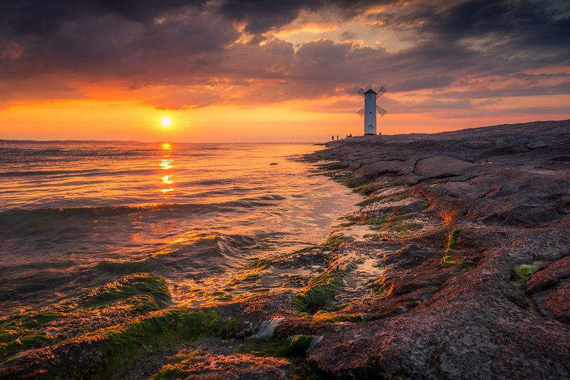 baltic, sea, water, waves, sunset, breakwaters, stawa, mlyny Sunsetphoto preview