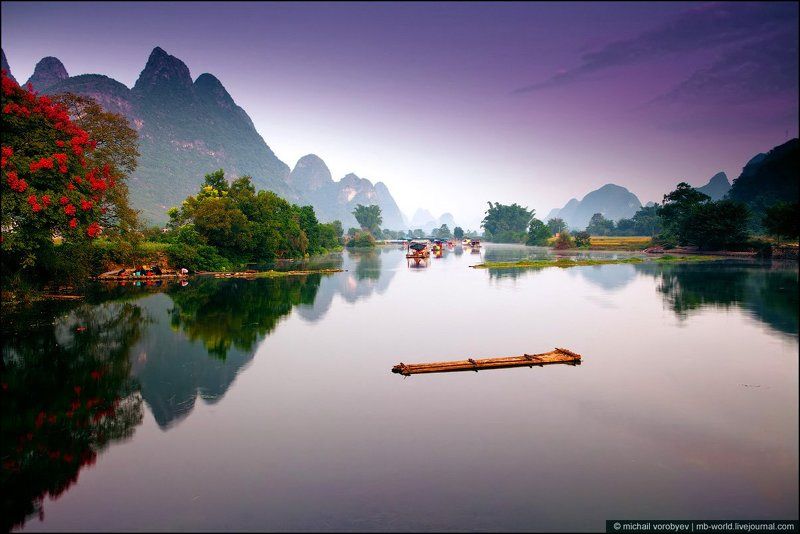 китай, яншо, пейзаж Утро в фиолетовых тонахphoto preview