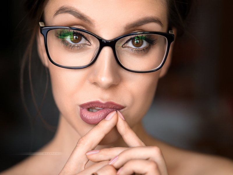 woman, eyeglasses, dark, looking, lips, touch Katyaphoto preview