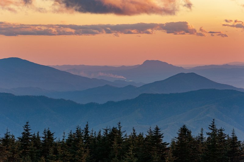Nature, Mountain, Forest, Landscape, Scenics, Sky, Tree, Outdoors, Mountain Range, Sunset, Mountain Peak, Beauty In Nature, Hill, Cloud - Sky, Sunlight, Summer, No People, Sun, Tranquil Scene, Blue Таёжный закатphoto preview