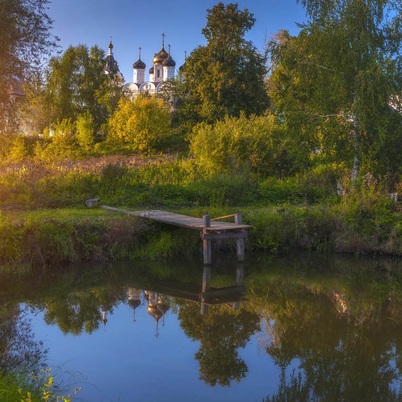 осень,пруд,храм,закат,пейзаж,природа,подмосковье ***photo preview