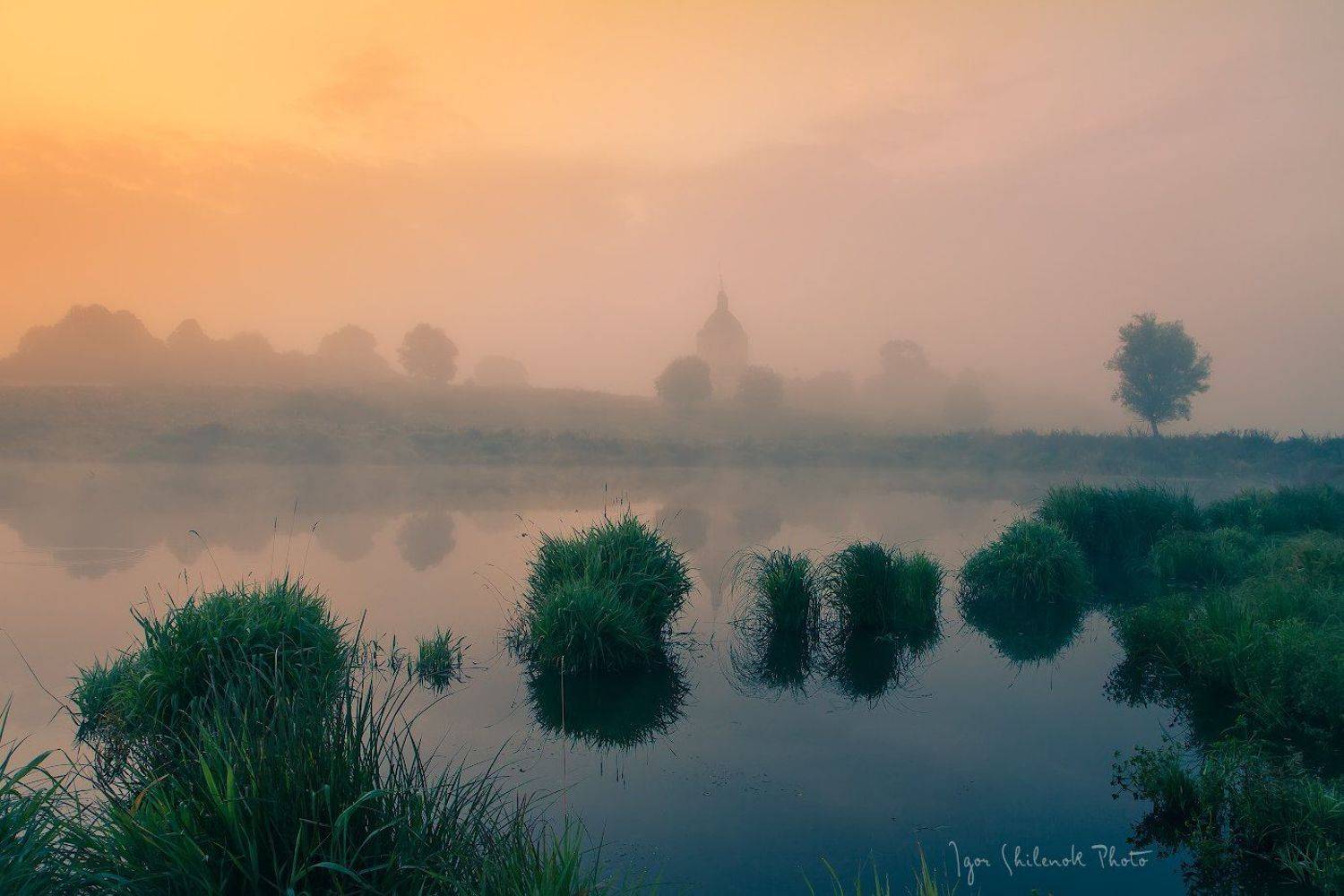 туман, рассвет, река, Игорь Шиленок