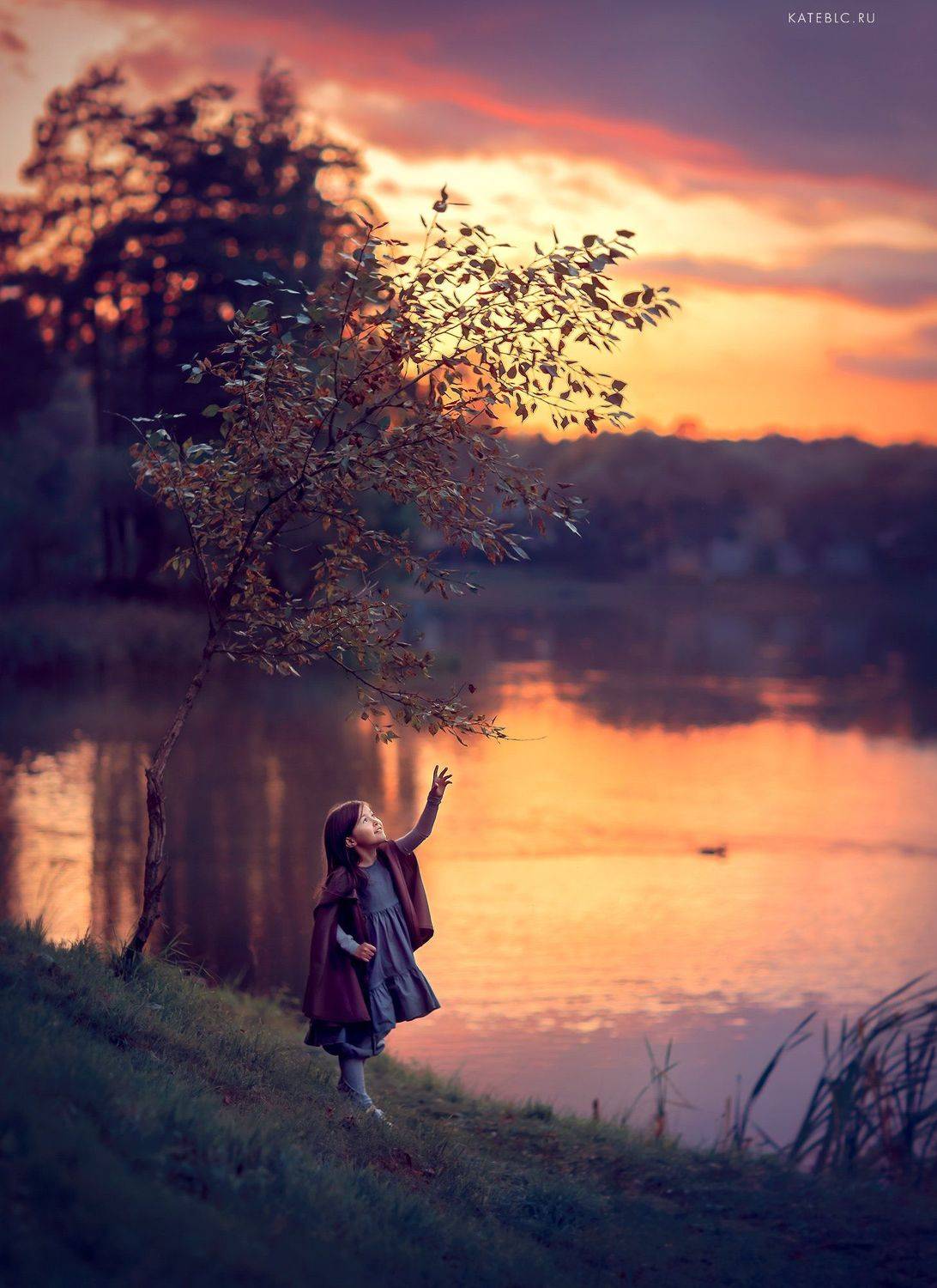 девочка, вечер, закат, детский фотограф, отражения, пруд, Катрин Белоцерковская