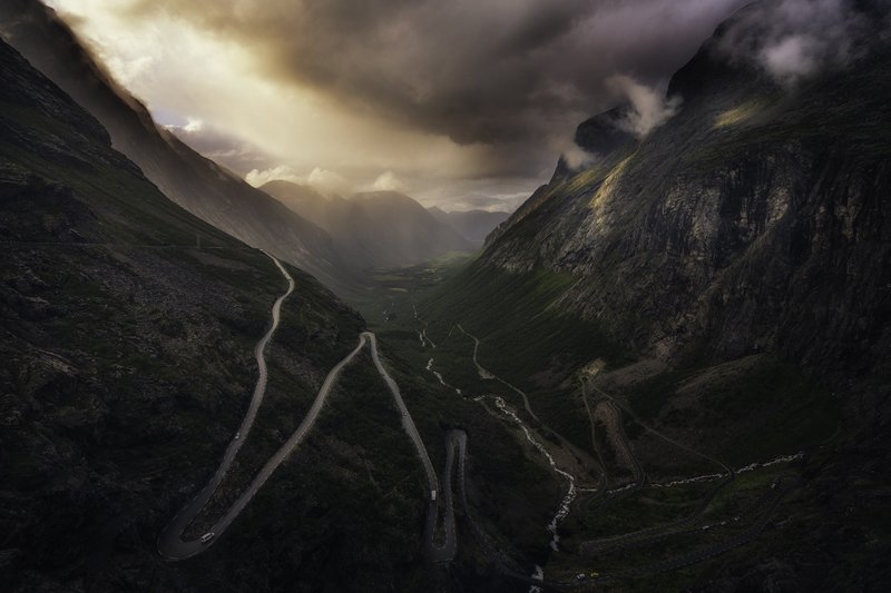 norway, trollstigenroad, sunset, midnightsun Trollstigenphoto preview