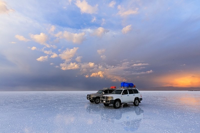 Altiplano, South America, Uyunu, Bolivia Salt flat of Uyunu at sunset. Altiplano, South Americaphoto preview