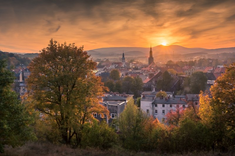 karkonosze, mountains, sniezka, kamienna, gora, autumn, landscape, nature, sunset, city, Kamienna Goraphoto preview