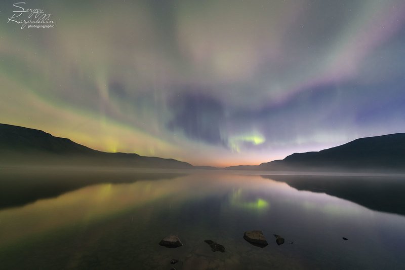 путораны, плато путорана, северное сияние Аврора по-осеннемуphoto preview