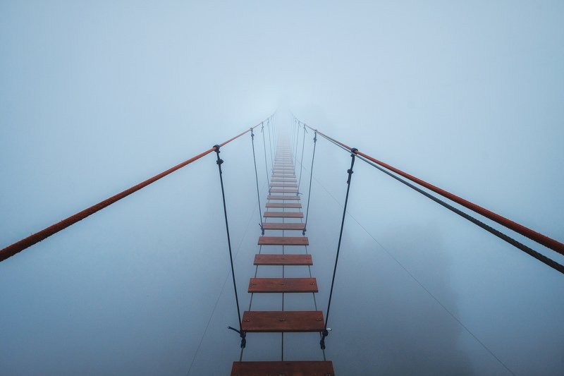 Крым, Ай-Петри, Ялта, туман, мост, горы  фото превью