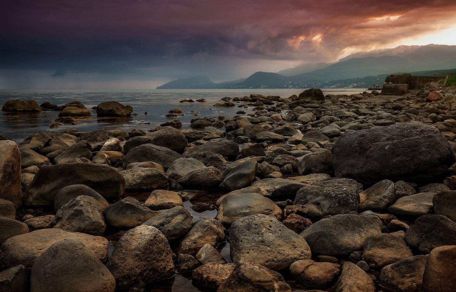 крым, пейзаж, лето, вода, море, вечер, камни, сотера,, Владимир Яковлев