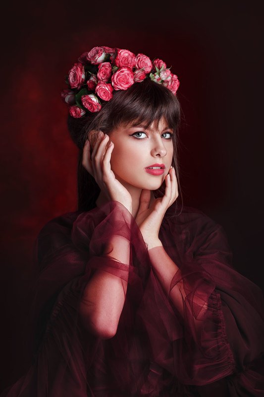 арт, фешн, мода, творчество, красивая девушка, красное, прическа, сказочный, ***photo preview