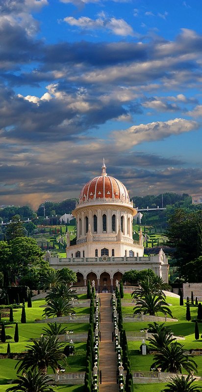 город, архитектура, религия, цвет, вертикальная, история, панорама Бахайский храм. Хайфаphoto preview