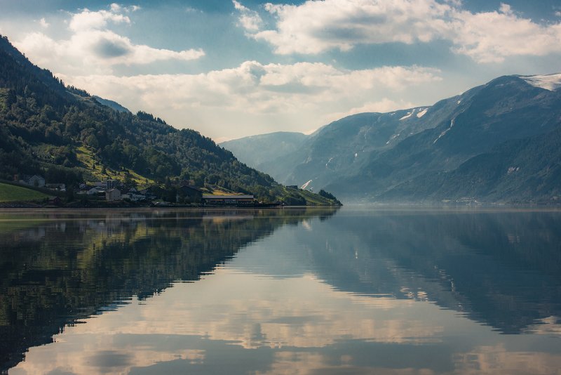 природа, пейзаж, норвегия, фьорды, озеро, отражение В зазеркальеphoto preview