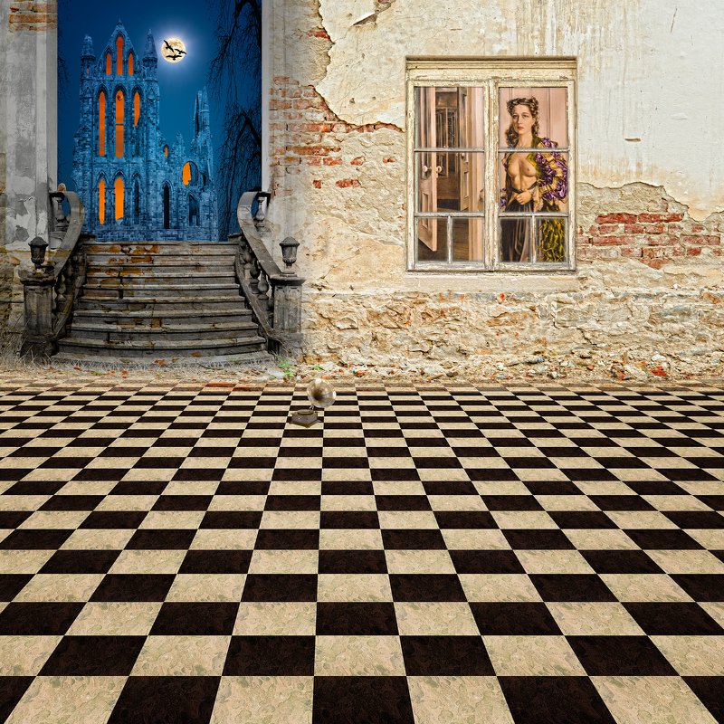 art, b&w, collage, color, colors, color-image, composing, concept, conceptual,  digital, digital-art, editing, photography, photo-collage, surreal, surrealism, The Enigma of a Metaphysical Hostess #2photo preview