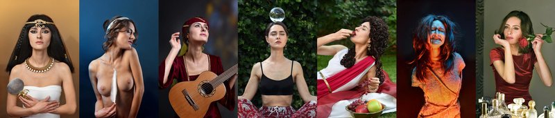 senses, portrait, vision, touch, hearing, balance, taste, pain, smell Allegory of Seven Sensesphoto preview