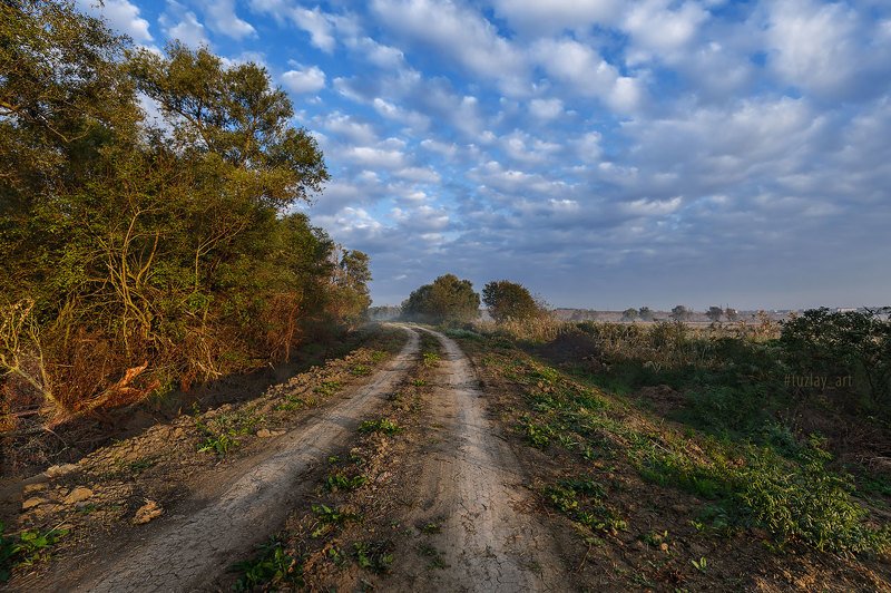 кубань, сентябрь, дорога, кубанские туманы, таманский полуостров, темрюк «Ламповое» утроphoto preview