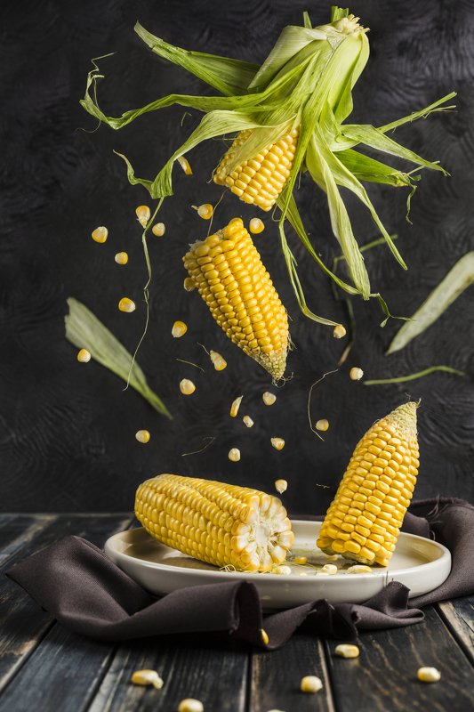 corn, food, еда, кукуруза, овощи, левитация fly cornphoto preview