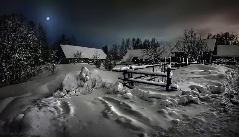 belarus, вечер, деревня, дом, луна, пейзаж, пригород, россия, minsk, сельский, местечко В ночь перед Рождеством фото превью