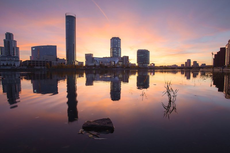 екатеринбург, закат, вода Вечерний Екатеринбургphoto preview