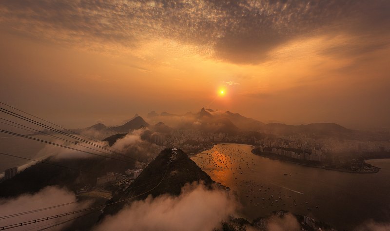 city, night, architecture, river, sunset, blue, light, rio de janeiro Rio de Janeirophoto preview