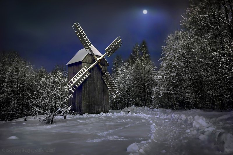 belarus, вечер, деревня, дом, луна, пейзаж, пригород, россия, minsk, сельский, местечко, мельница Melnik ночью забрел на мельницу :) фото превью