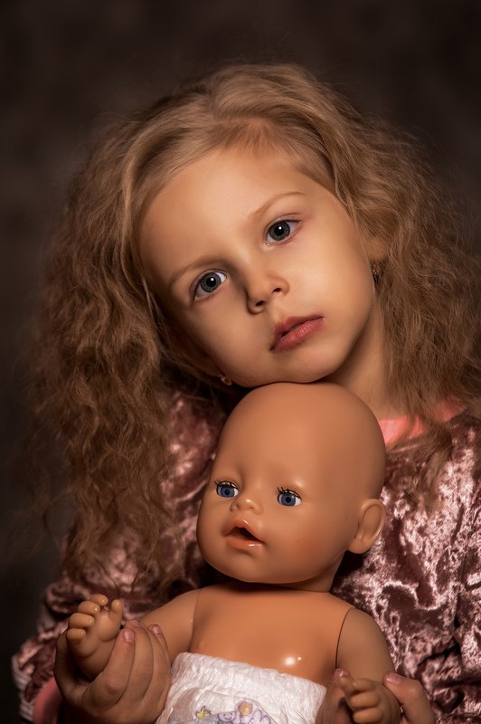 девочка, портрет, студия, кукла *** фото превью