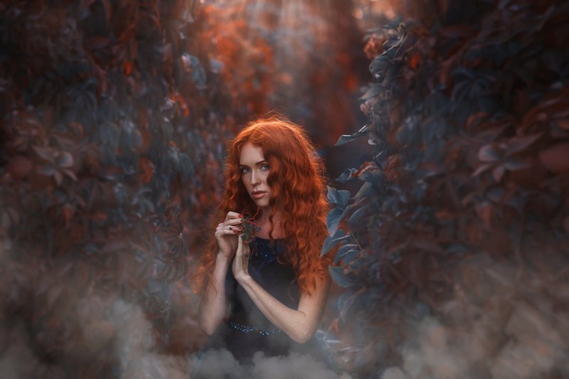 Осень. Девушка. Закат Рыжаяphoto preview