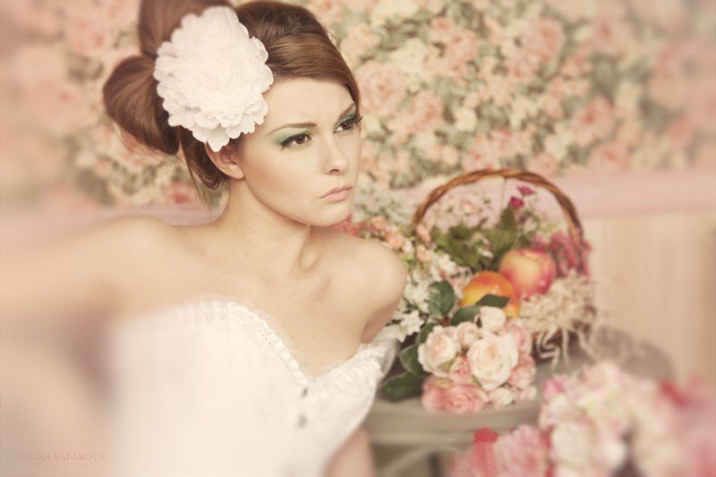 портрет, девушка, цветы, розовый, нежный photo preview