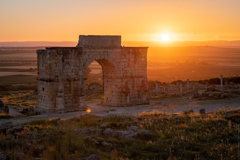 morocco africa volubilis caracalla arch arc travel landscape sunrise ancient city ruins rome Арка Каракаллы / Arch of Caracallaphoto preview