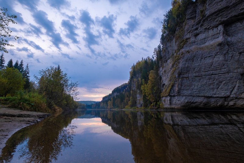 осень, река, рассвет Омутной каменьphoto preview
