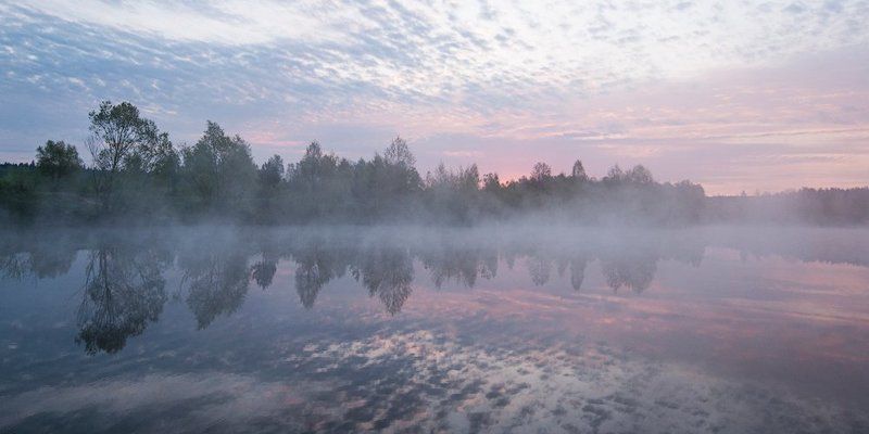 рассвет, река, туман, вода, небо, утро Снежеть рассветнаяphoto preview