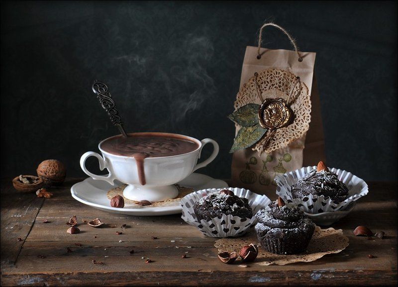 натюрморт, шоколад, маффины Шоколадные маффиныphoto preview