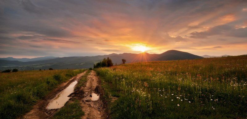 дорога, солнце, рассвет, закат, горы Дорога к солнцу...photo preview