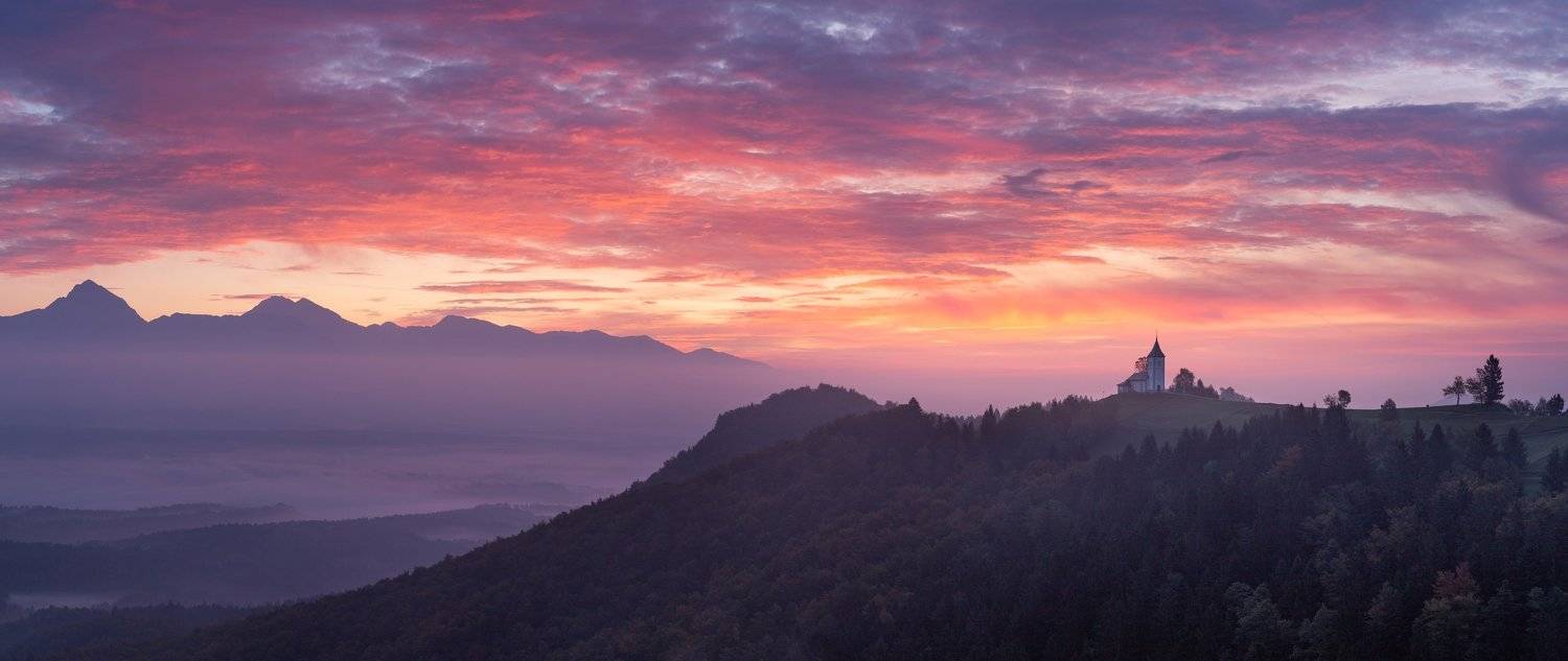 утро, рассвет, осень, пейзаж, горы, Алеся Осадчая