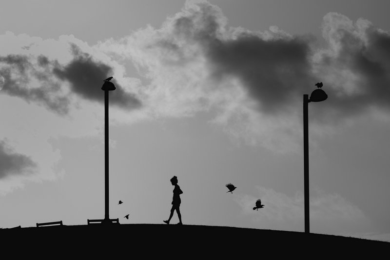silhouet black and white people sky silhouettes ...#18photo preview