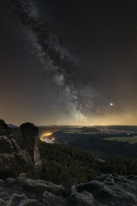 night, milkyway, rocks, saxony, galaxy, nightscape, Night is Saxony..photo preview