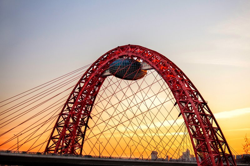 Город, мост, конструкция, закат Живописный мост. Москваphoto preview