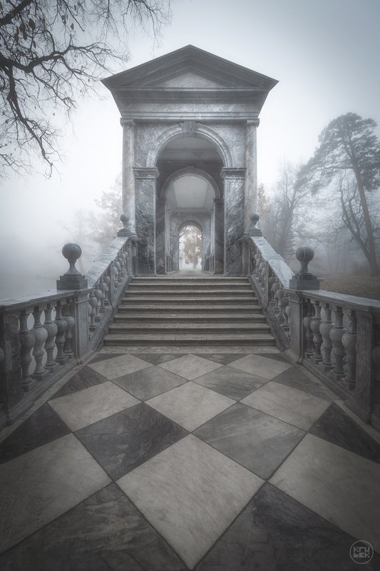 пушкин, туман, осень Мраморный мостphoto preview