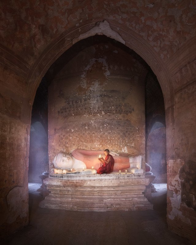 ancient, archeological, architecture, asia, asian, bagan, belief, buddha, buddhism, buddhist, burma, burmese, candle, children, culture, destination, faith, history, inside, interior, kid, landmark, light, little, man, meditation, monastery, monk, myanmar In the Templephoto preview