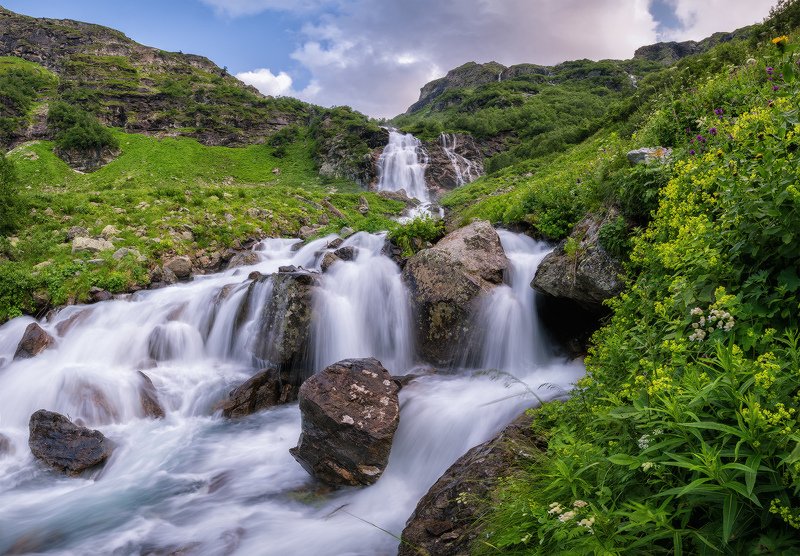 северный, кавказ, большой имеретинский водопад, вечер, июль, Большой Имеретинскийphoto preview