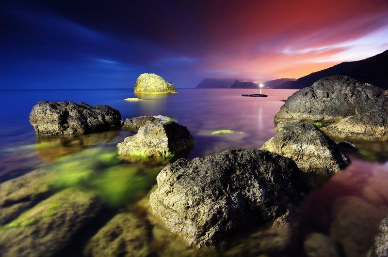 крым, море, черное, камни, вода, закат, свет украина Морские чудесаphoto preview