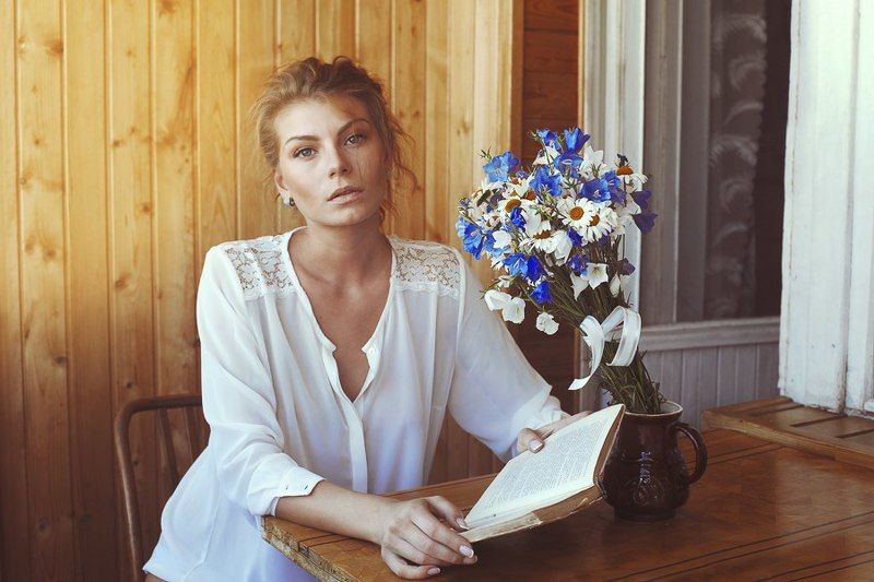 портрет, девушка, цветы ***photo preview