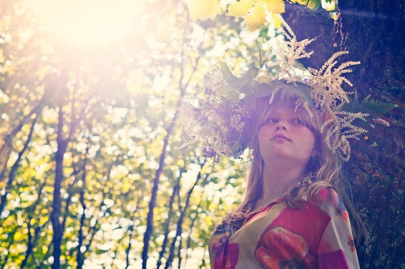 лето, девочка, лес, венок ***photo preview