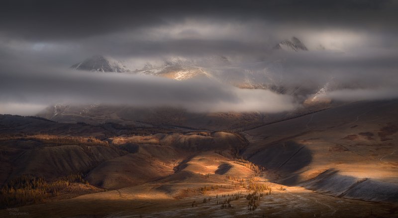 алтай, горы, курай, курайский хребет, облака, рассвет photo preview