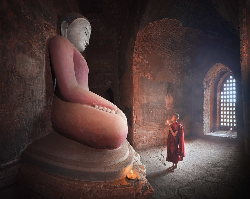 ancient, archeological, architecture, asia, asian, bagan, belief, buddha, buddhism, buddhist, burma, burmese, candle, children, culture, destination, faith, history, inside, interior, kid, landmark, light, little, man, meditation, monastery, monk, myanmar In the Templephoto preview