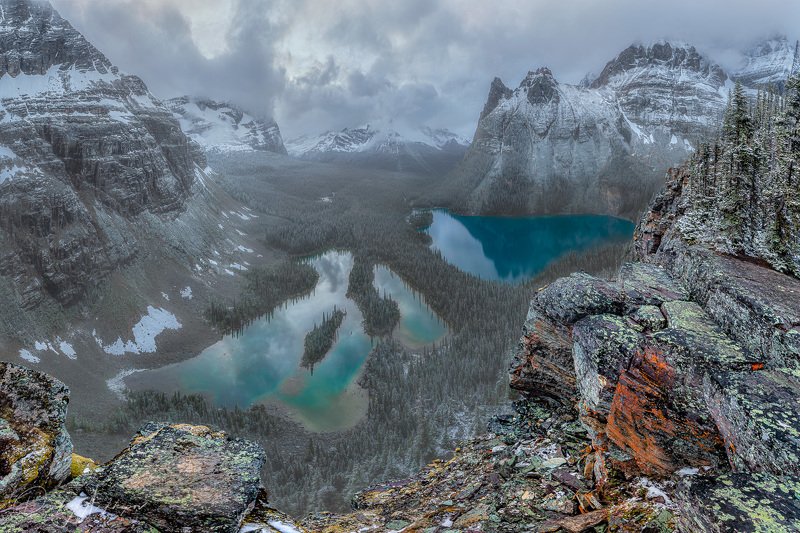 lake, o\'hara., canada. Lake O\'Hara. Snow.photo preview
