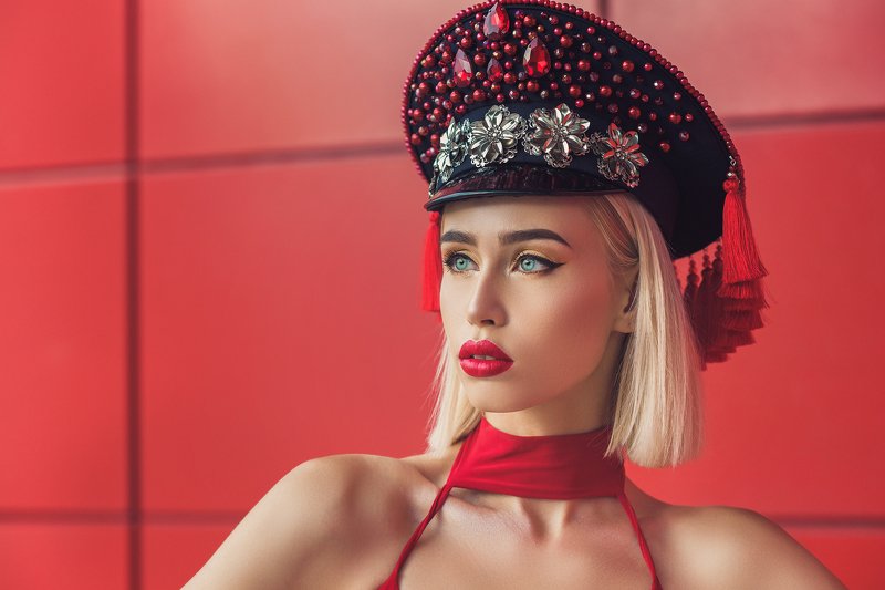 девушка, портрет,  Red rulesphoto preview